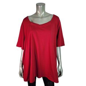 Catherines Suprema Collection Top Plus Size 3X 26/28W Stretch V-Neck Casual‎ Red